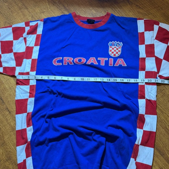 Basskoti Croatia Soccer T-Shirt Mens XL Blue Red White Checkerboard Graphic Tee - Picture 4 of 6
